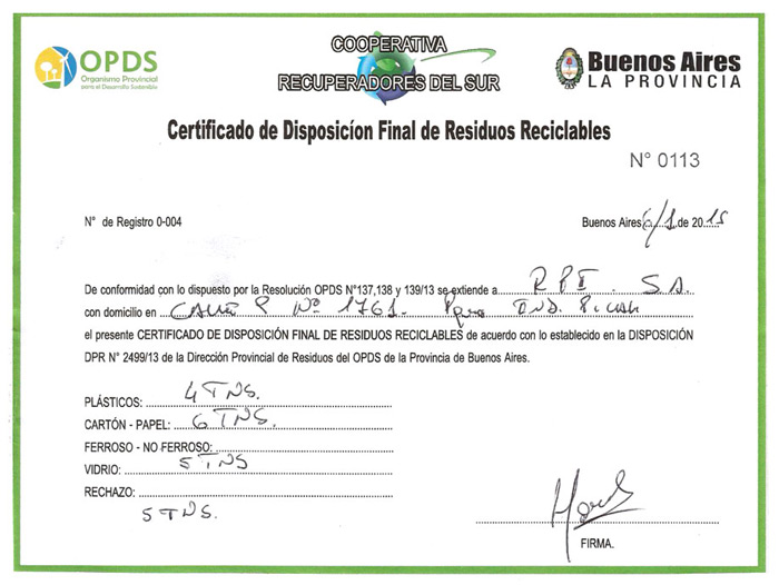 RPI - Certificación de Sustentabilidad | OPDS